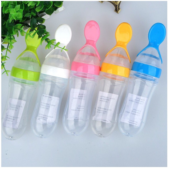 Ruzain Mall | Sendok Makan Bayi MPASI | Botol Silicone Baby Feeding Bottle 90 ML | Botol MPASI Bayi