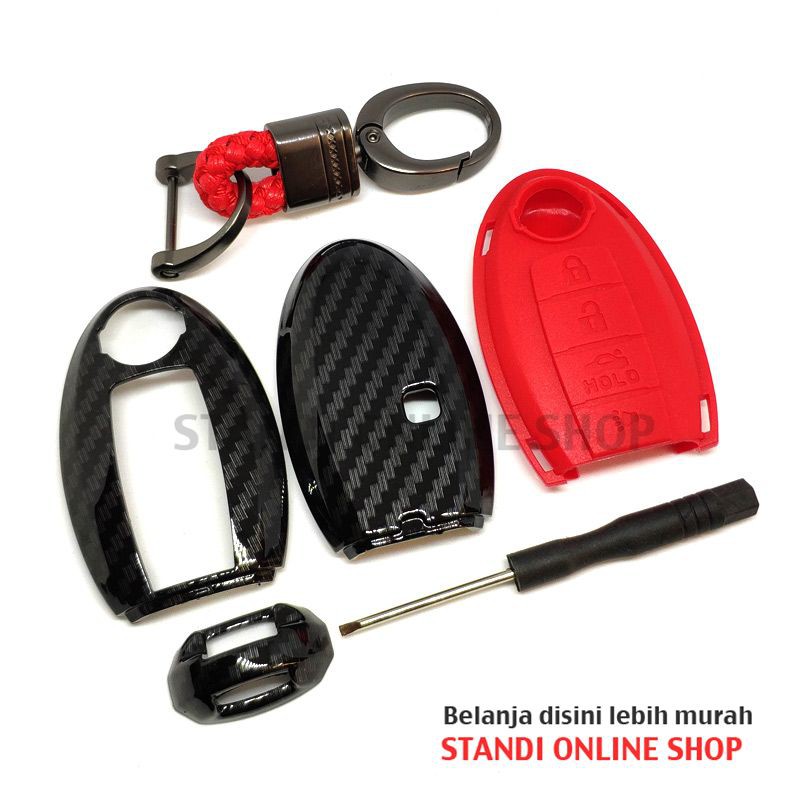 Cover Smartkey Sarung Kunci Nissan All New XTrail T32 Carbon Merah