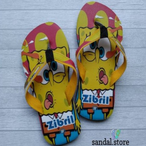 SANDAL CUSTOM NAMA ANAK/DEWASA KARAKTER SPONGEBOOB| FREE CUSTOM SUKA SUKA