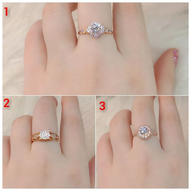 Cincin Titanium Wanita Anti Karat, Anti Alergi, Mewah &amp; Elegan, Tahan Lama, Di Jamin REALPICT 100% dan High Quality, Pilih 1 dari 3 Variasi