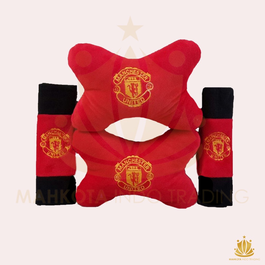 Car Set Bantal Mobil MU 3in1 / Bantal Mobil Man United Manchester LUCU