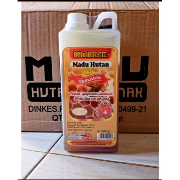 

Madu KLM Kalimantan Gholiban 1 kg / 1kg original Botol Timbul Huruf Gholiban
