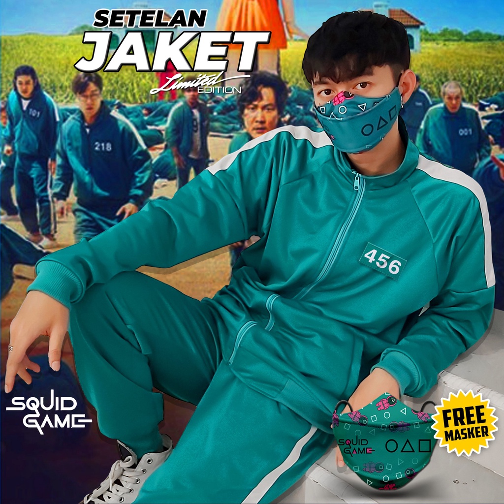 Stelan Jaket & Celana Training SQUID GAME GAMES Jacket SQUAD GAME Dewasa Ukuran Jumbo Oversize origi