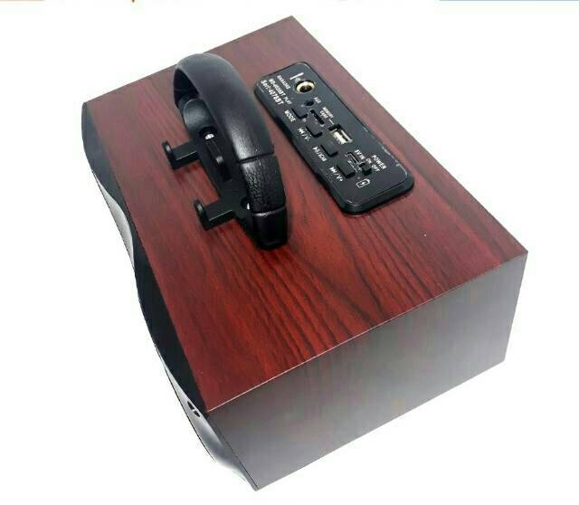 SPEAKER WIRELESS BLUETOOTH MITSUYAMA MS-4020BT RADIO FM KARAOKE SALON AKTIF PORTABLE USB MOTIF KAYU