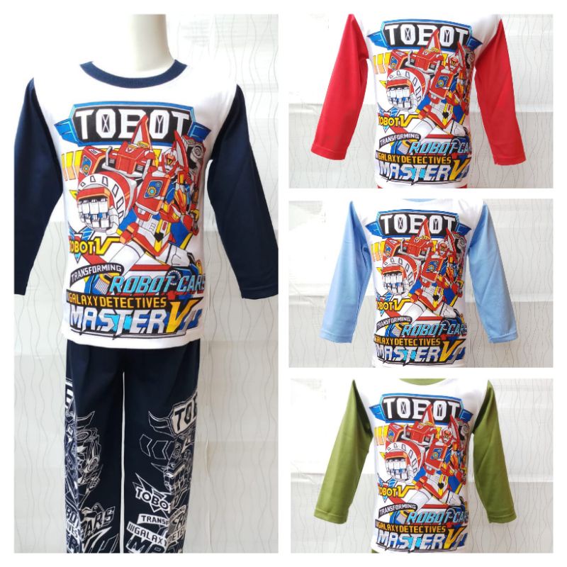 Setelan baju tidur piyama anak laki laki tobot 1-8th