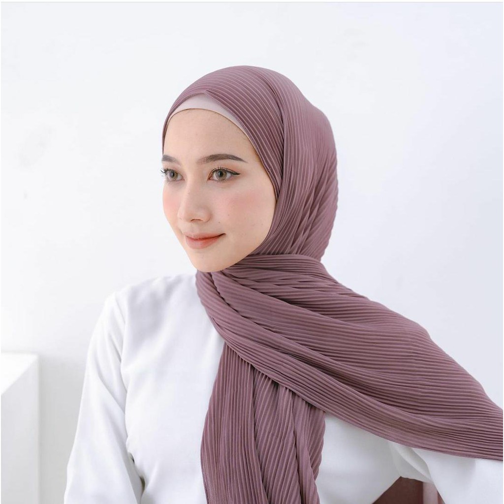 TURUN HARGA - Hijab pashmina plisket MERCI hyget premium tanpa garis tengah 77x180