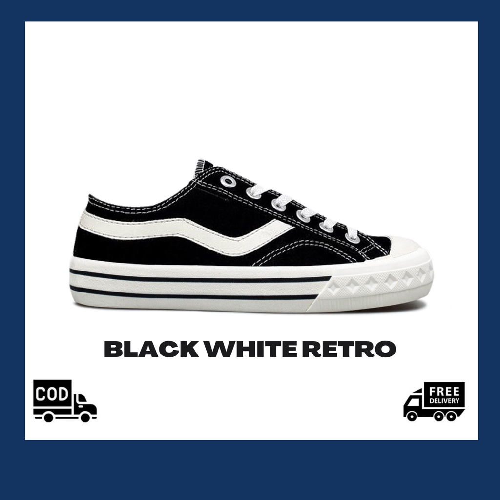 ORIGINAL Sepatu Lokal Not Ventela Public Low Black White Sneakers Kasual Pria Wanita