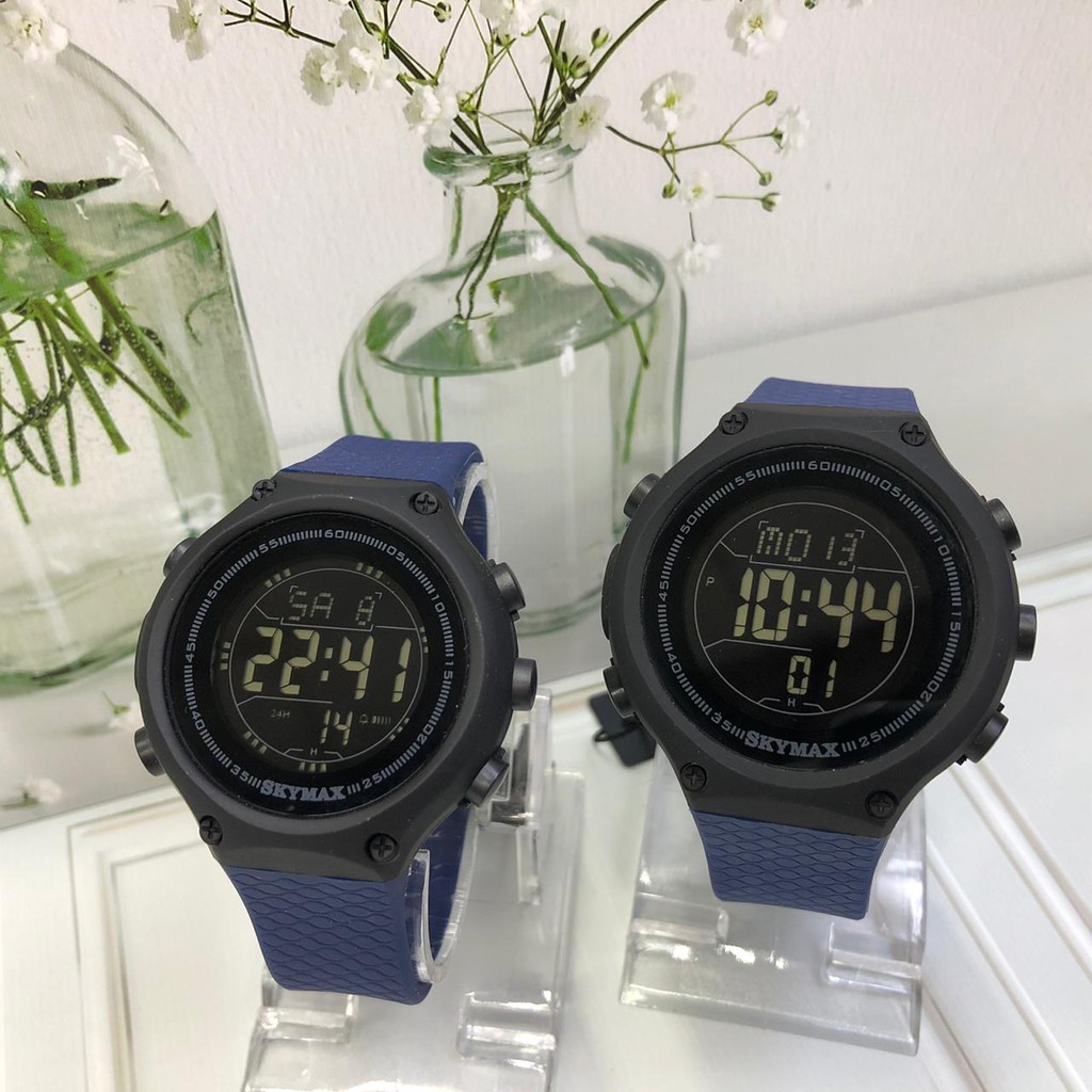 Original Watch Jam Tangan Couple Pria Wanita Skymax Digital Green Army