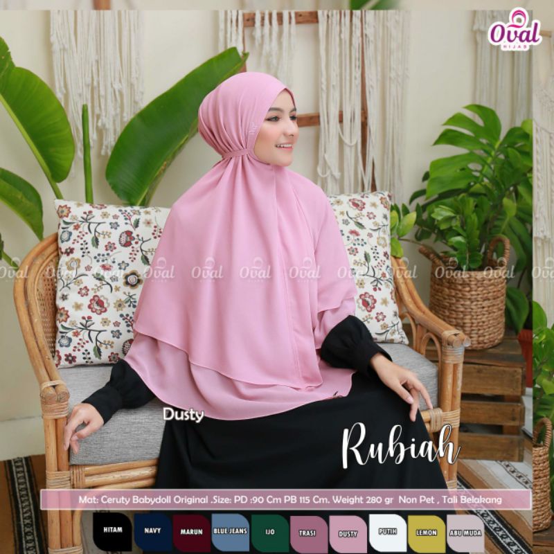Jilbab Kerudung Hijab Khimar Bergo Tali Ceruty Babydoll 2 Dua Layer Warna Hitam Navy Marun Blue Jean