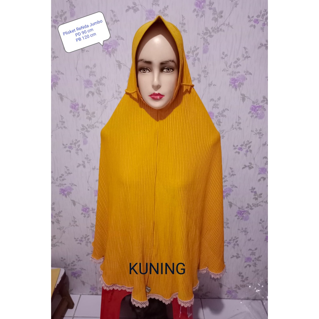 Kerudung Plisket Renda Jumbo ~ Hijab Instan Jersy ~ Bergo Jumbo Plisket ~ COD Seluruh Wlayah