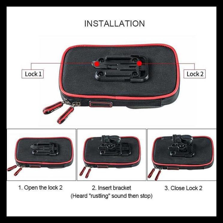 DISKON TAS HOLDER HP GPS HANDLEBAR BRACKET STANG PCX VINO VERSYS CRF BMW KLX - HITAM 