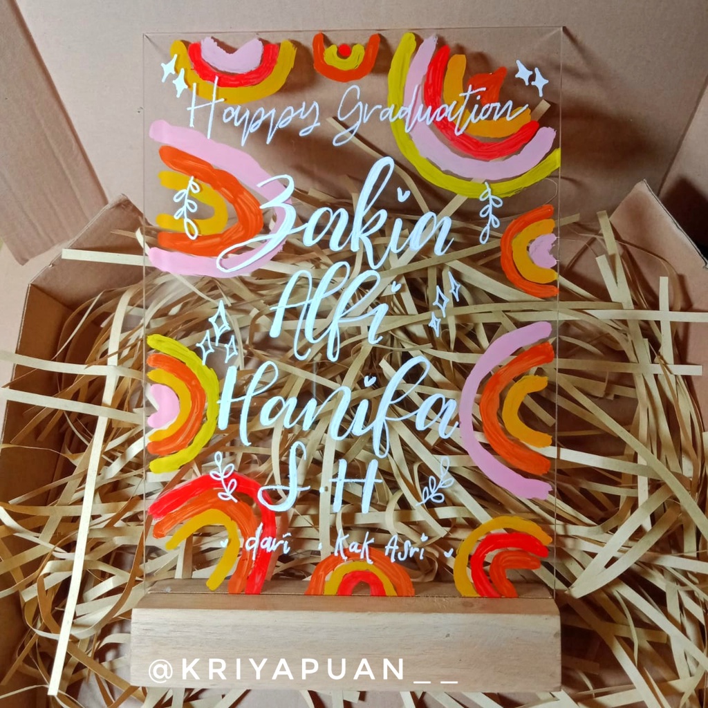 GIFT BOX /HAMPERS AKRILIK LETTERING ACRYLIC LETTERING A5 KADO WISUDA KADO ULTAH WEDDING
