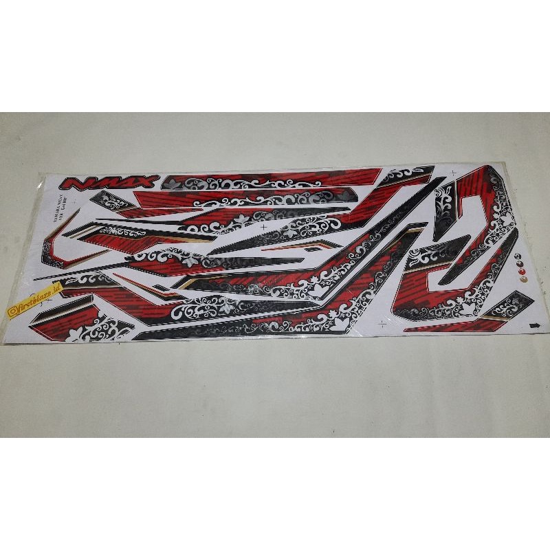 STRIPING NMAX OLD DECAL GLOSSY HITAM MERAH 1 SET POTONGAN