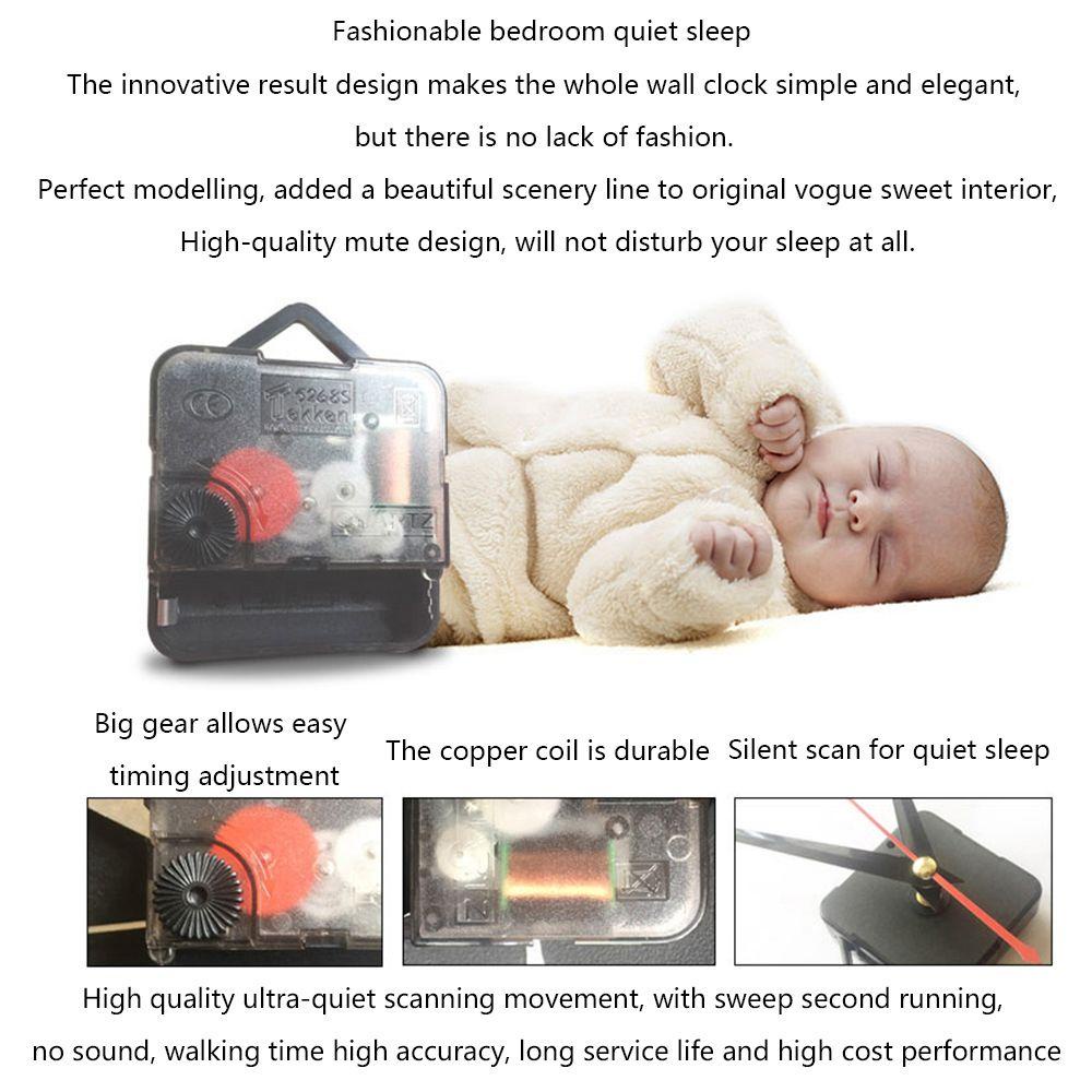 Solighter Jam Dinding 3D Gaya Modern Kamar Tidur Ruang Tamu Silent Quartz Bell