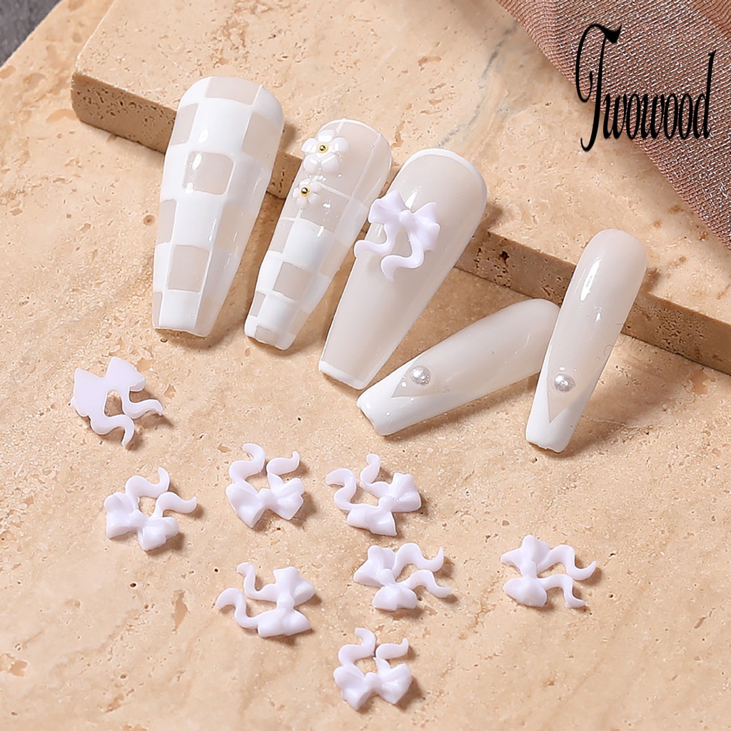 Twowood 50Pcs / Set Kuku Palsu Aksen Pita 3D Bahan Plastik Untuk Aksesoris Wanita Charms