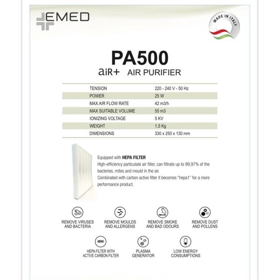 Emed PA500 Air Purifier With Hepa Filter / Penyaring Udara