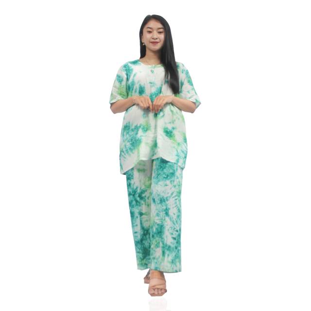 SETELAN TIE DYE RAYON MOTIF ABSTRAK WANITA DEWASA BATIK PEKALONGAN