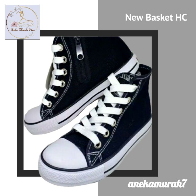 Sepatu Sekolah New Basket Tinggi Sleting Hc, Sepatu New Basket LC, Sepatu Master Basket, dan Sepatu 