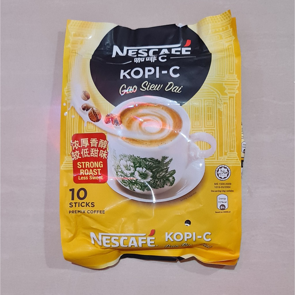 

Nescafe Gao Siew Dai Kopi C Premix Coffee Strong Roast Less Sweet