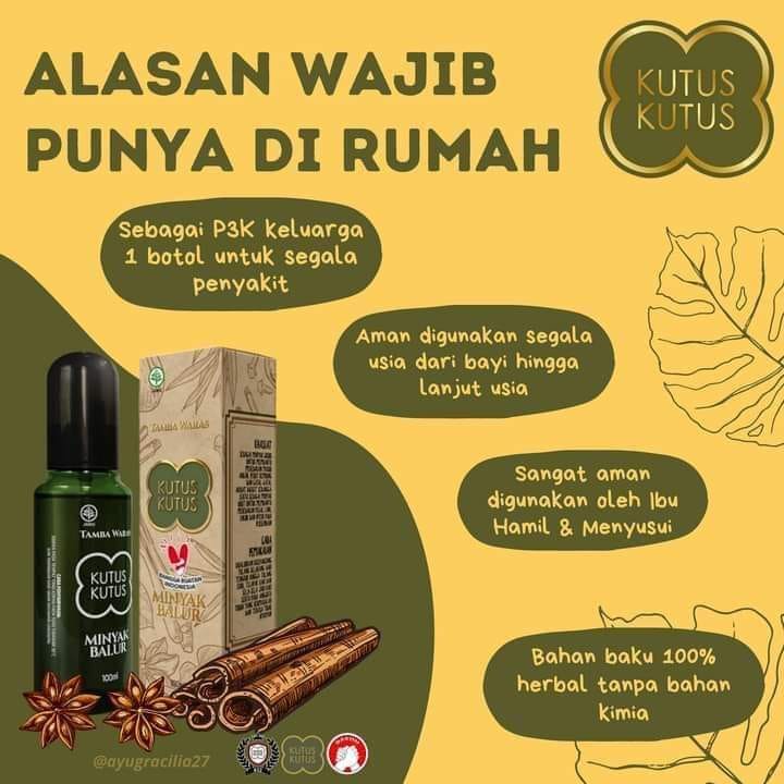 MINYAK KUTUS KUTUS ASLI BALI TAMBA WARAS ORIGINAL 100% KEMASAN TERBARU WARNA COKLAT BPOM