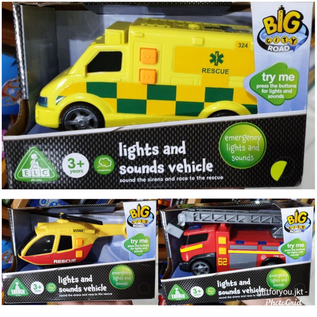 Mainan Anak Ambulans Helicopter Fire Truck Light and Sound Vehicle Kendaraan Original ELC Ambulance