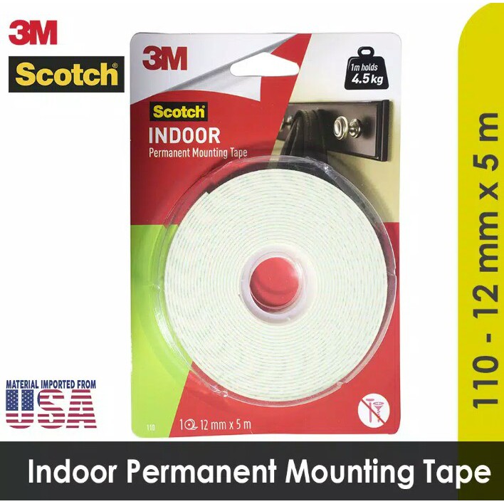 

Indoor Permanent Mounting Double Tape 12 mm x 5 m 3M SCOTCH 110