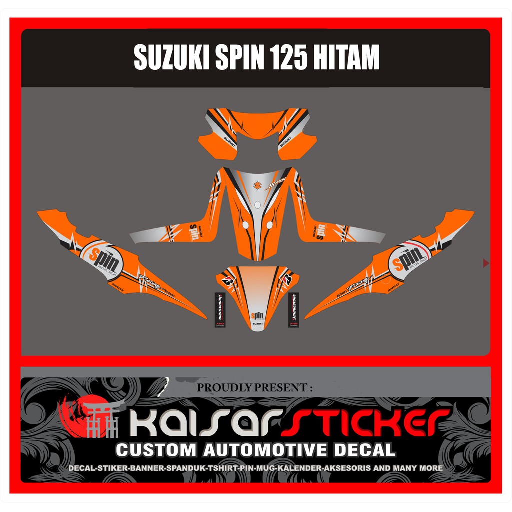 STIKER DECAL MOTOR STIKER STRIPING VARIASI SPIN 125 FULL BODY ORANGE