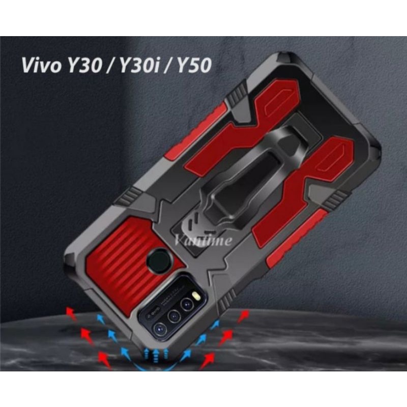 Soft Case Belt Clip VIVO Y30 - Y30i - Y50 Case Robot Betl Clip Standing Cover Armor Rugged Case Hp