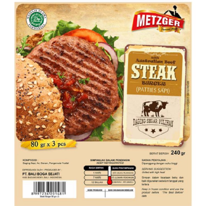 

DAGING BURGER SAPI METZGER STEAK BURGER AUSTRALIAN BEEF 240GR