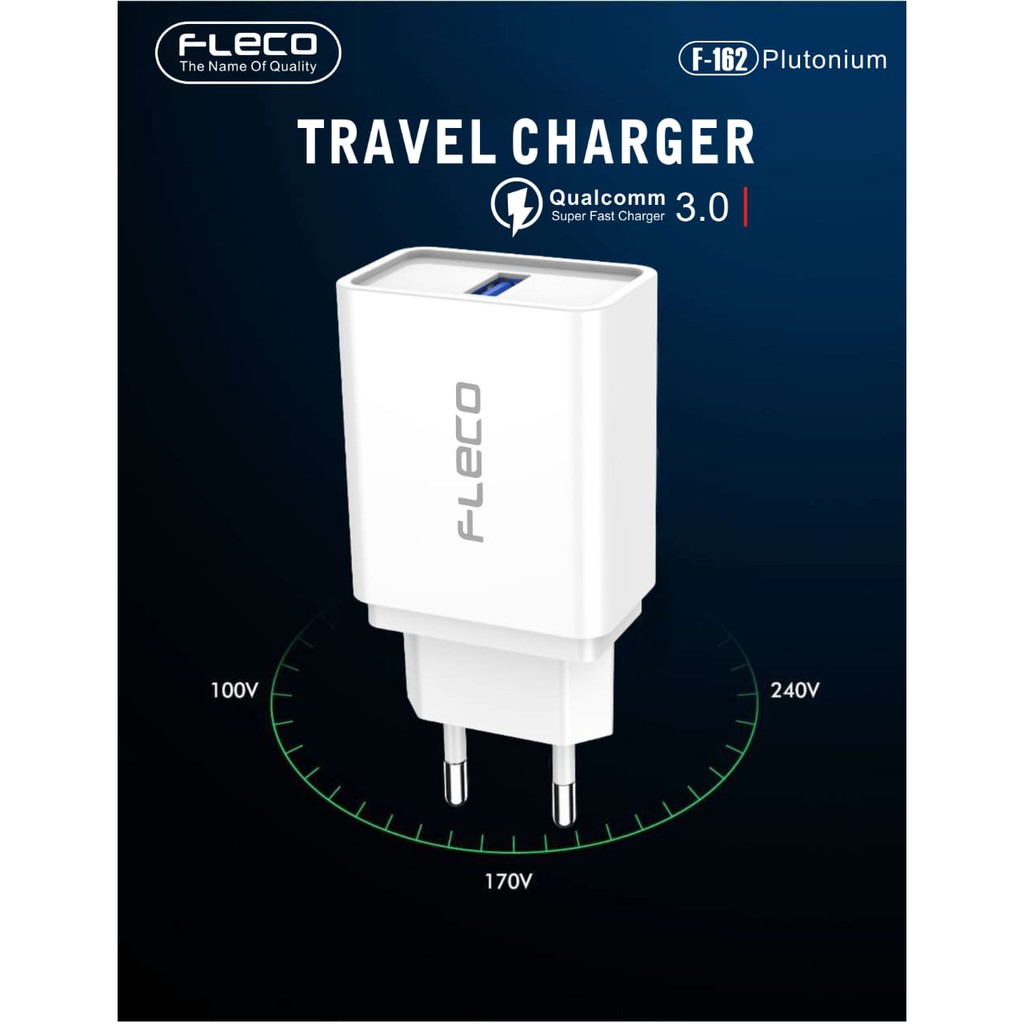 (ECERAN) CHARGER FLECO F162 PLUTONIUM 18W 3.4A FAST CHARGING QC 3.0