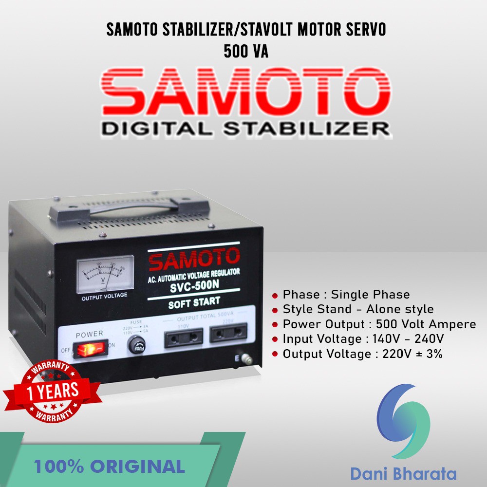 VOLTAGE STABILIZER SERVO MOTOR CONTROL SAMOTO 500VA