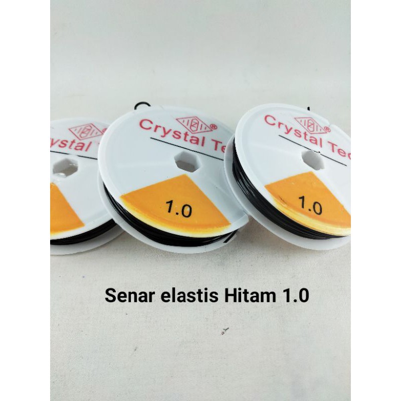 Senar Elastis / Crystal tec / Hitam / uk 1.0 / Bahan Untuk Merangkai Kalung, Gelang, Aksesoris