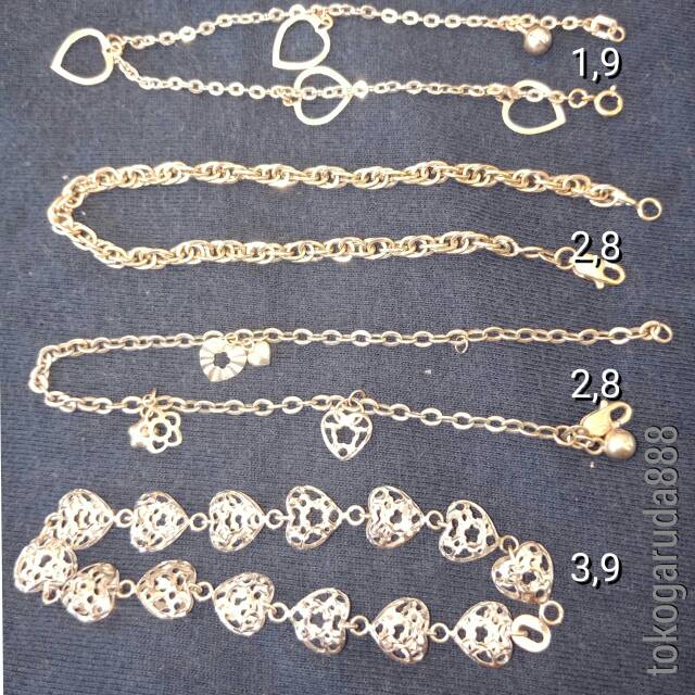 Rantai tangan tali  emas  putih asli kadar 750 75 model 