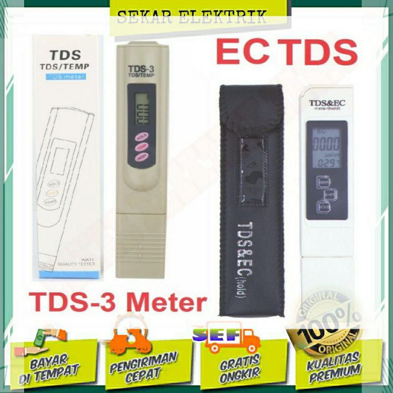 TDS EC DAN THERMOMETER  FITUR ADA 2 FITUR UNTUK MENGUKUR Kejernihan air/Kualitas Air/Alat Ukur EC