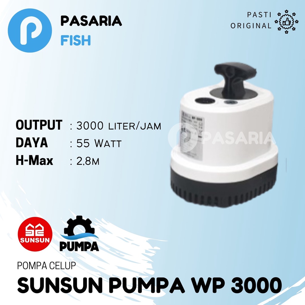 SUNSUN PUMPA WP3000/WP 3000 Liter per jam Pompa Celup Kolam Hemat/Rendah Daya