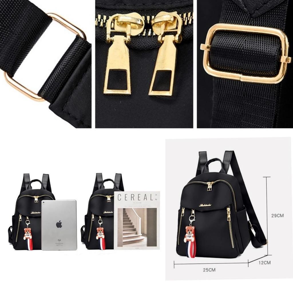 TAS RANSEL WANITA BACKPACK KOREA ANTI AIR HITAM GENDONG PUNGGUNG RAMASA TA602B5 SEKOLAH KULIAH KERJA IMPORT CEWEK REMAJA KEKINIAN MINI PREMIUM BATAM