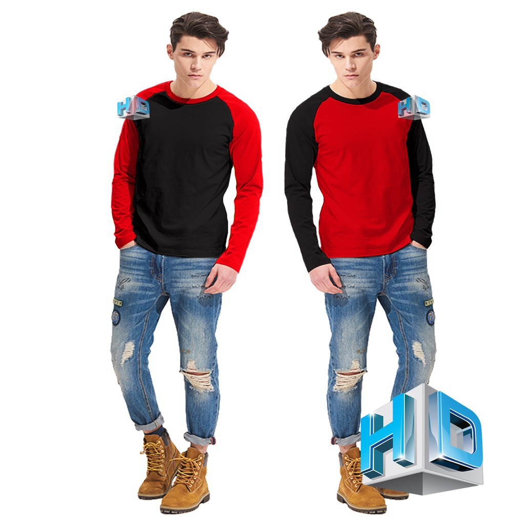 HD/  HD Baju pria raglan polos lengan panjang / kaos raglan pria polos panjang / kaos distro