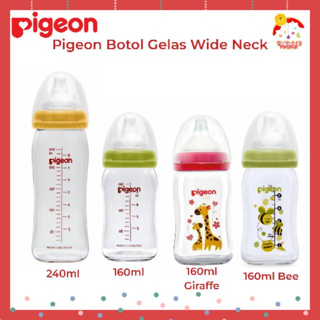 Pigeon Botol Gelas Wide Neck 160ml &amp; 240ml