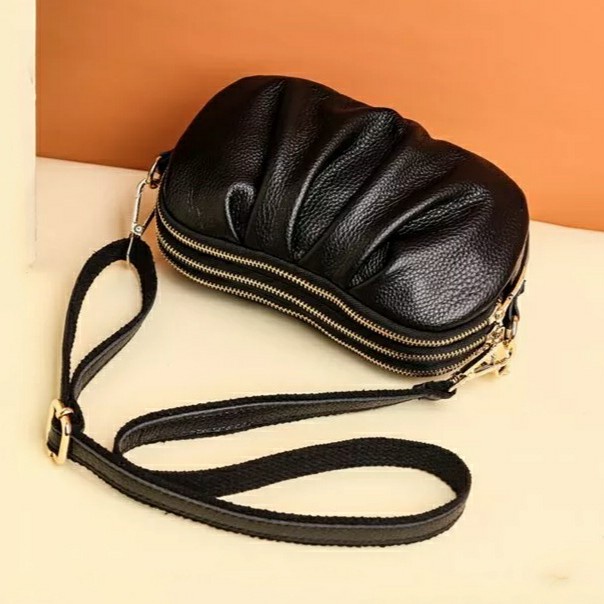 dompet clutch kulit asli wanita resleting 3 masuk ponsel dan uang bahan kulit asli garut ukuran 17.5