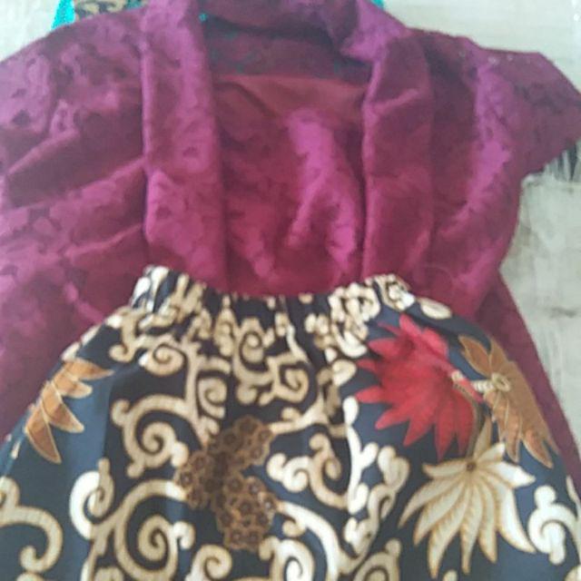Setelan Kebaya Batik Anak Brukat Full Furing Murah
