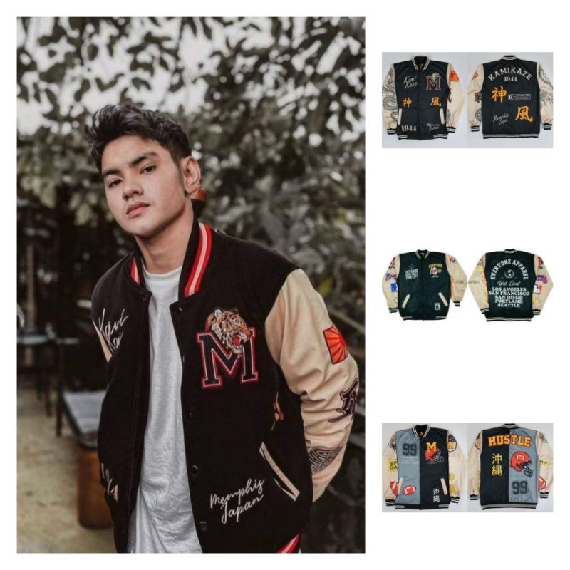 (COD) JACKET VARSITY BASEBALL MOTIF TERHITS PRIA WANITA L XL