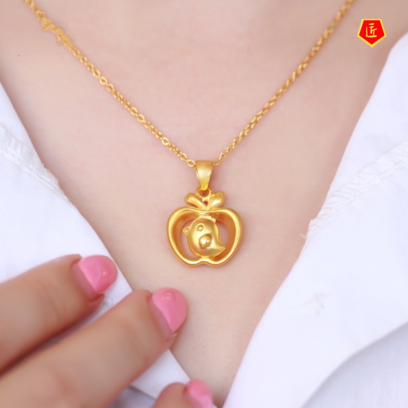 [Ready Stock]3D Gold Chinese Zodiac Rooster Pendant for Women Cute All-Match