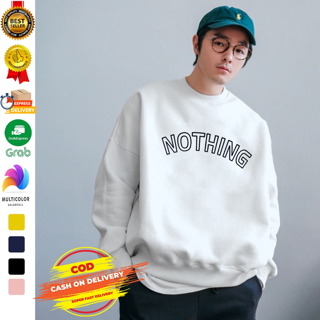 🅳🅵 Nothing - Korea Style | Sweater Basic Nothing | Sablon Plastisol Ink | Dhea Fashion