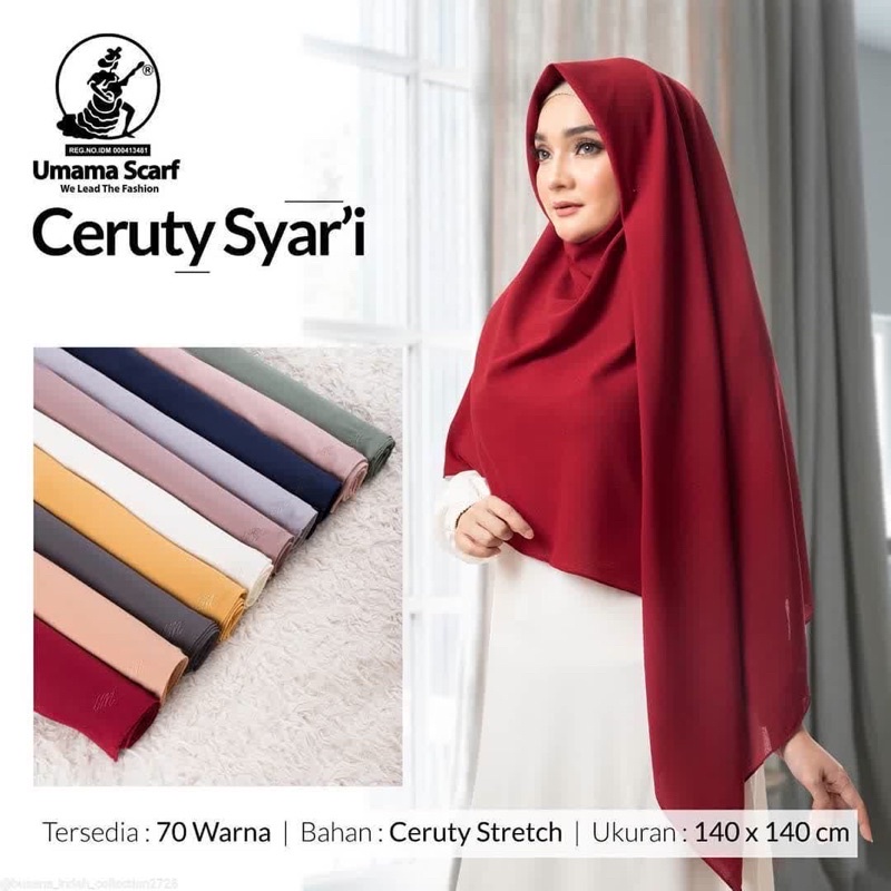 Jilbab segiempat Syari 140 x 140 cm Jilbab Syari Ceruty Syari Umama Jahit Tepi