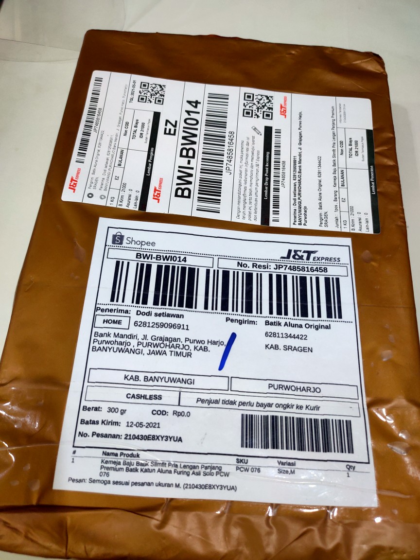 Kemeja Baju Batik Slimfit Pria Lengan Panjang Premium Batik Katun Aluna Furing Asli Solo Pcw 076