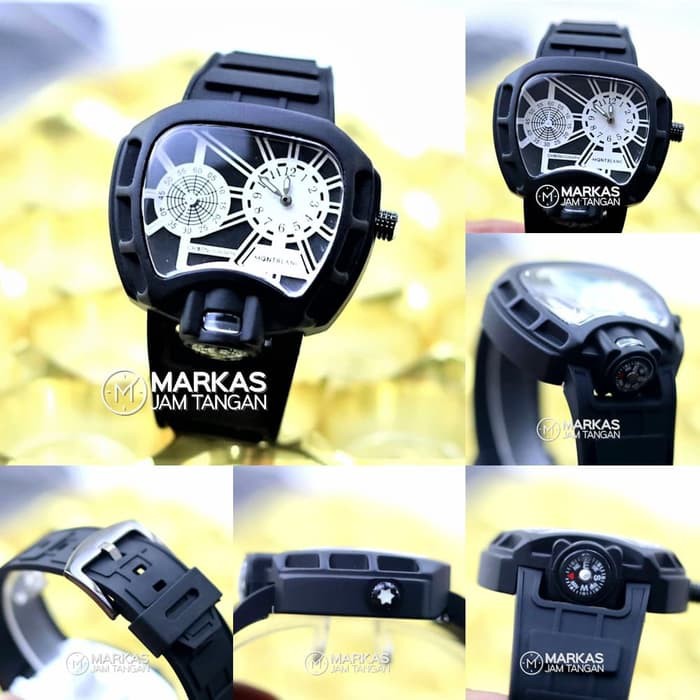 Jam Tangan Pria MontBlanc Compass Rubber Strap Watch | MRKS