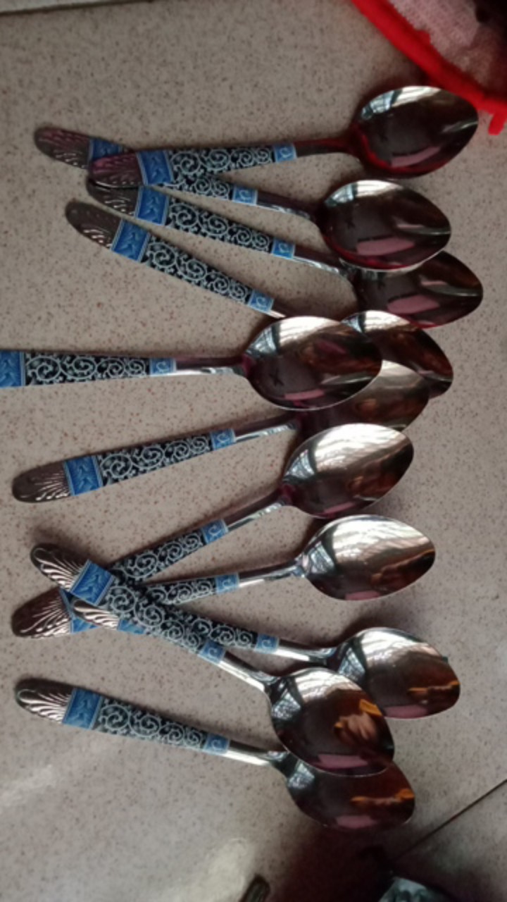 Sendok Makan Stainless Motif Batik Tebal / Sendok Batik Stainless 12 Pcs