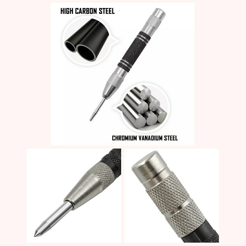 [BISA COD] Penitik Besi Automatic Drip Center Punch 128mm / 155mm Pen Penanda Titik Bor Otomatis