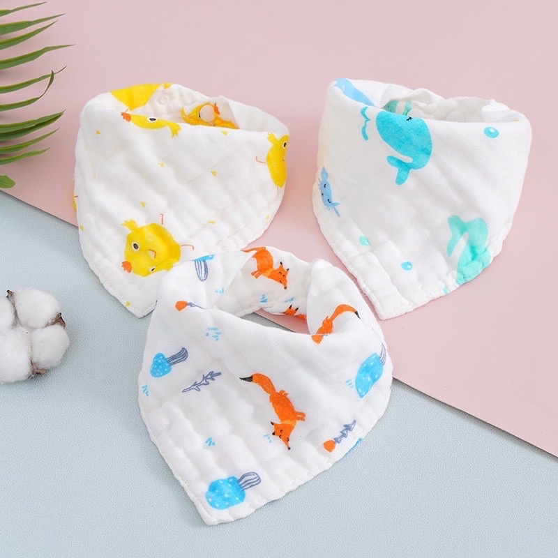 Leleoncare Baby Bibs Cotton Halus Celemek Makan Minum MPASI Bayi Bib Tadah Air Liur Muslin