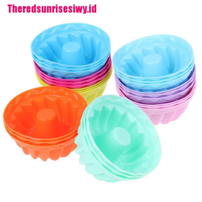 12pcs / set Cetakan Jelly Pudding Cupcake Muffin Donat Bahan Silikon Untuk Baking